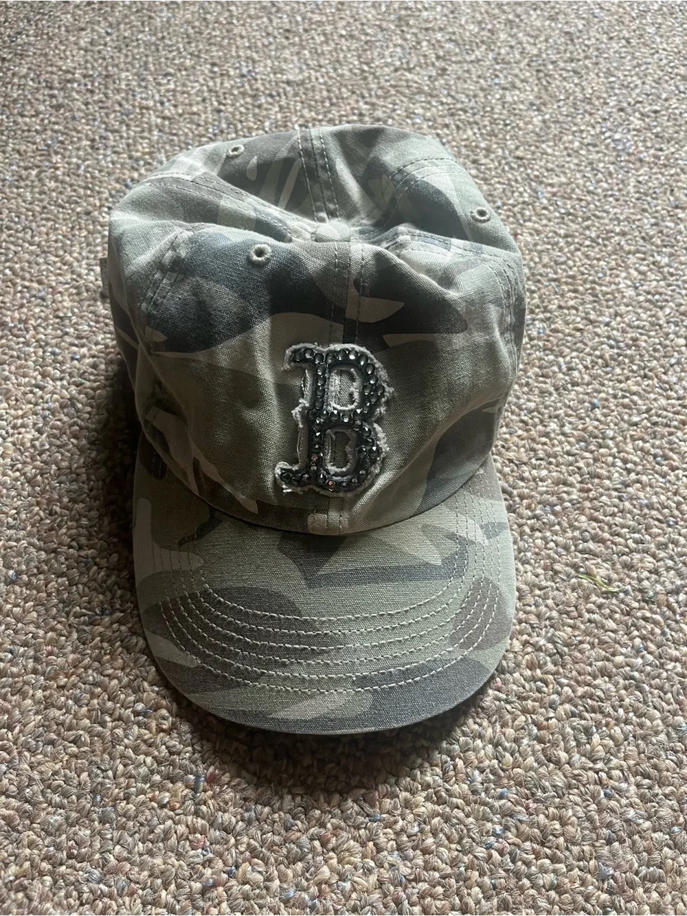MLB Camouflage Baseball Cap with Beaded B Patch